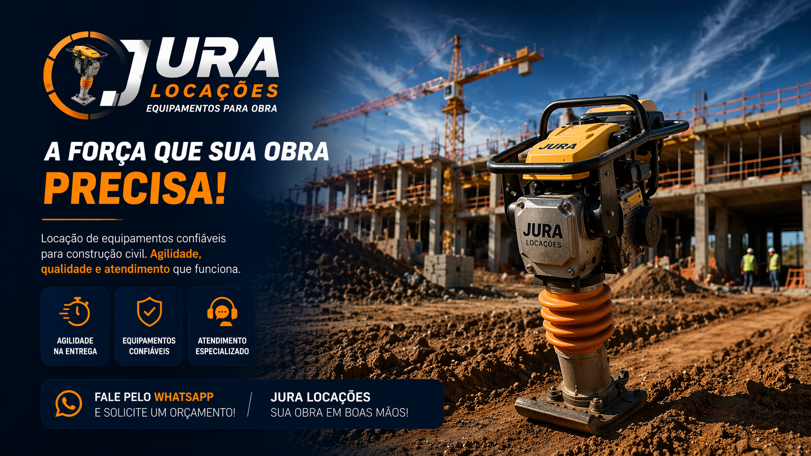 Equipamentos em uso em uma obra